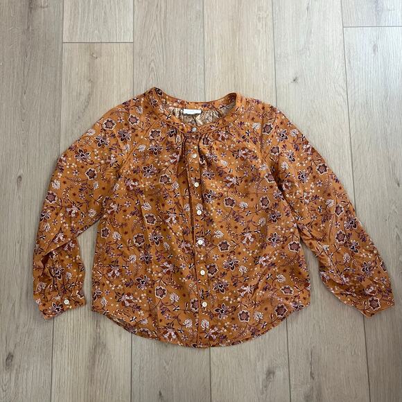 J.Jill Women’s Brown Paisley Button Down Blouse Sz Small - Picture 1 of 7